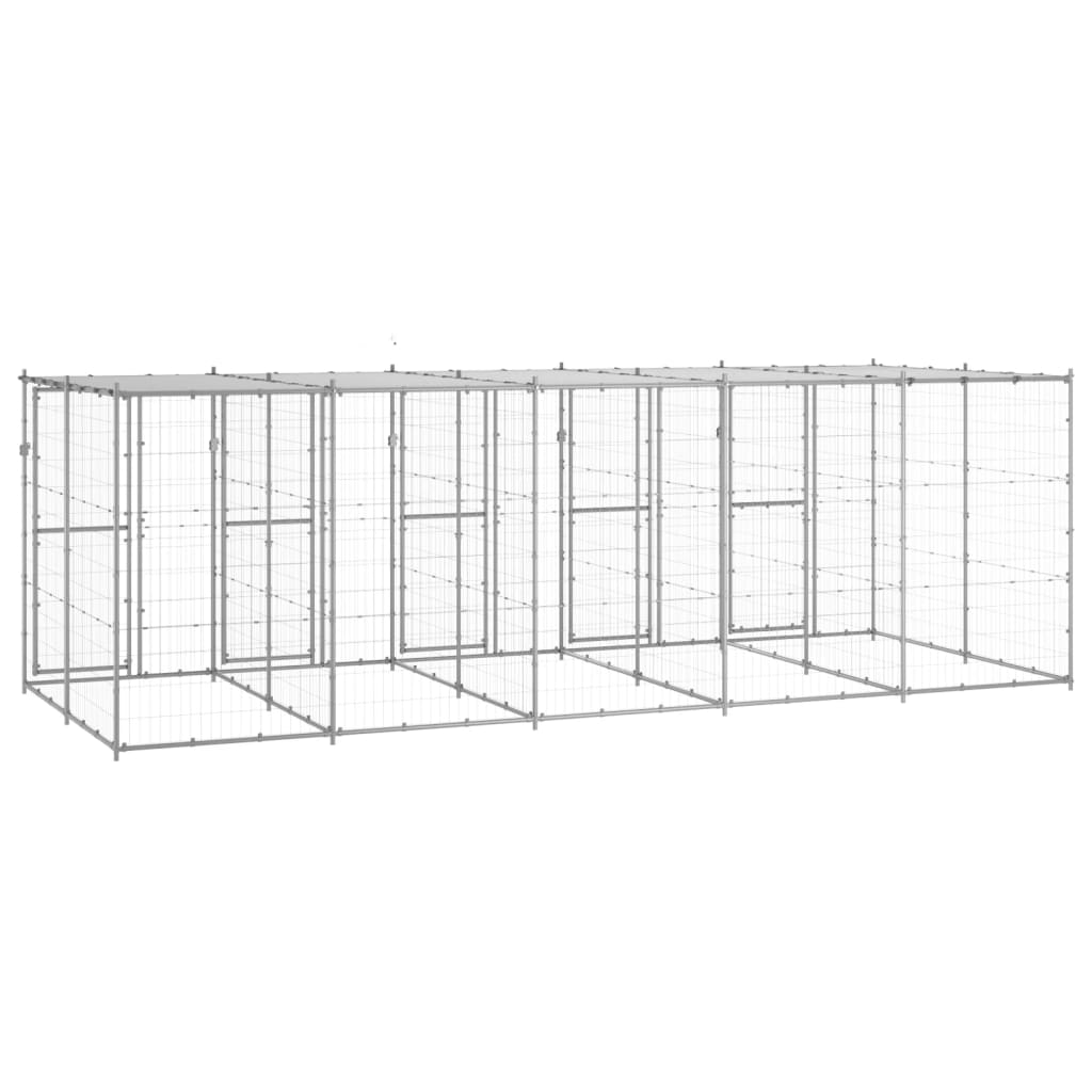 vidaXL Outdoor Dog Kennel Galvanized Steel with Roof 130.2 ft²