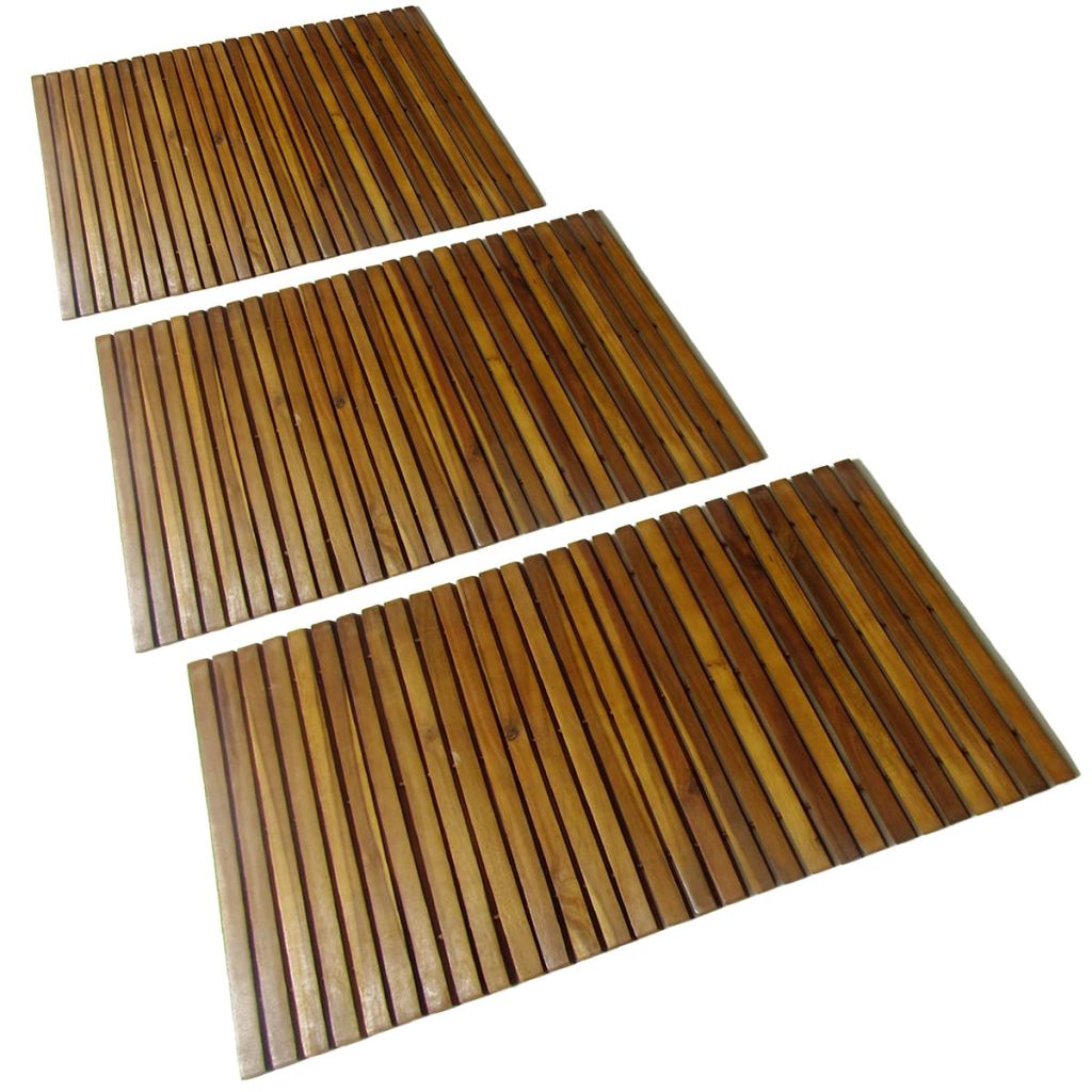 vidaXL Bathmat with Rubber Backing Bath Runner Bathroom Mat Acacia Hardwood