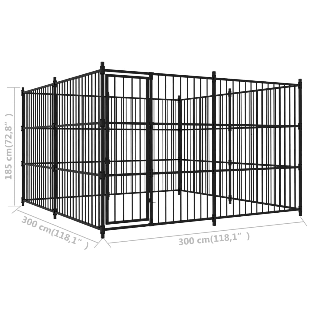 vidaXL Outdoor Dog Kennel 118.1"x118.1"x72.8"