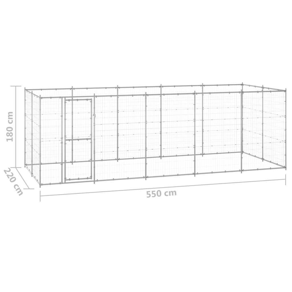 vidaXL Outdoor Dog Kennel Galvanized Steel 130.2 ft²