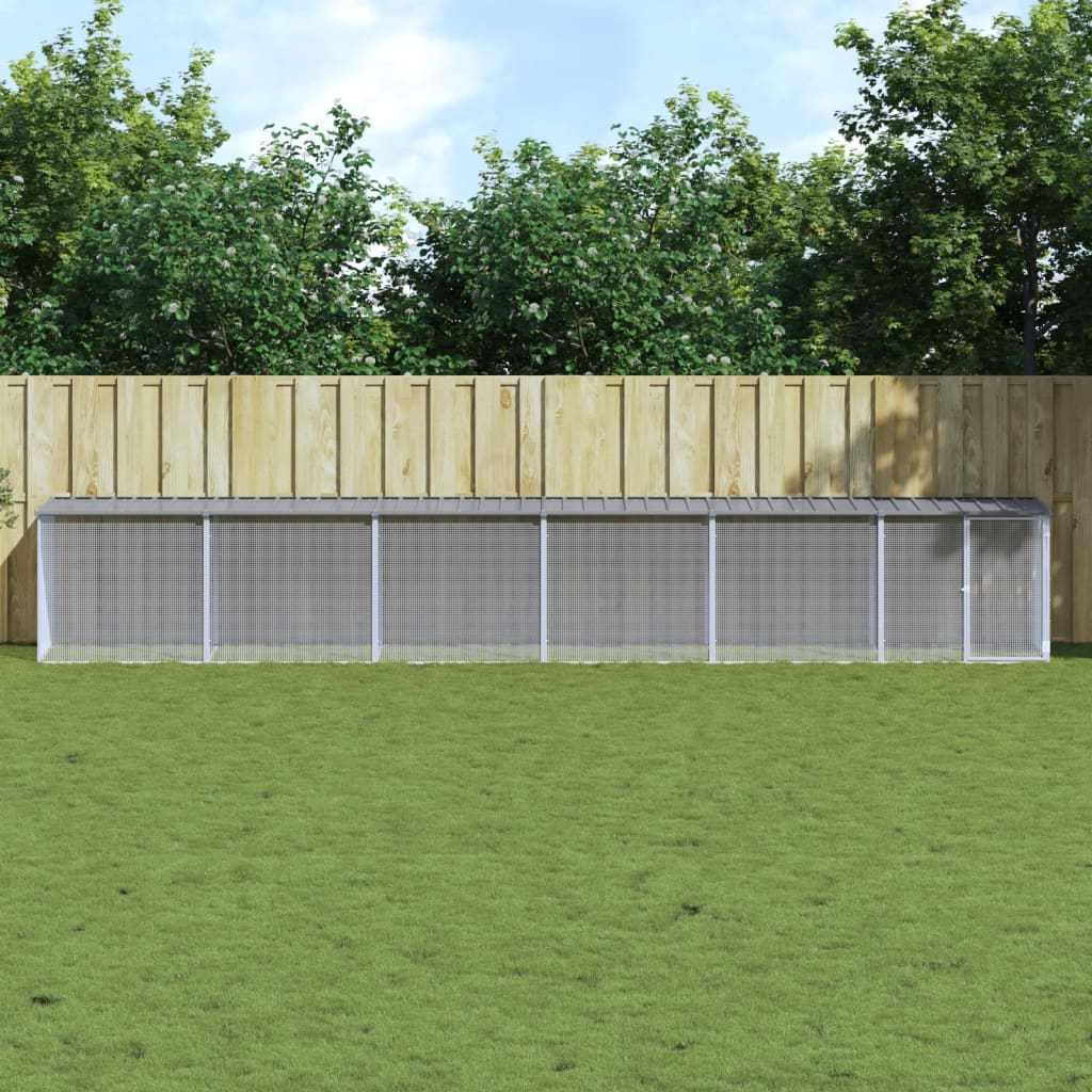 vidaXL Chicken Cage with Roof Metal Chicken Run Animal House Galvanized Steel