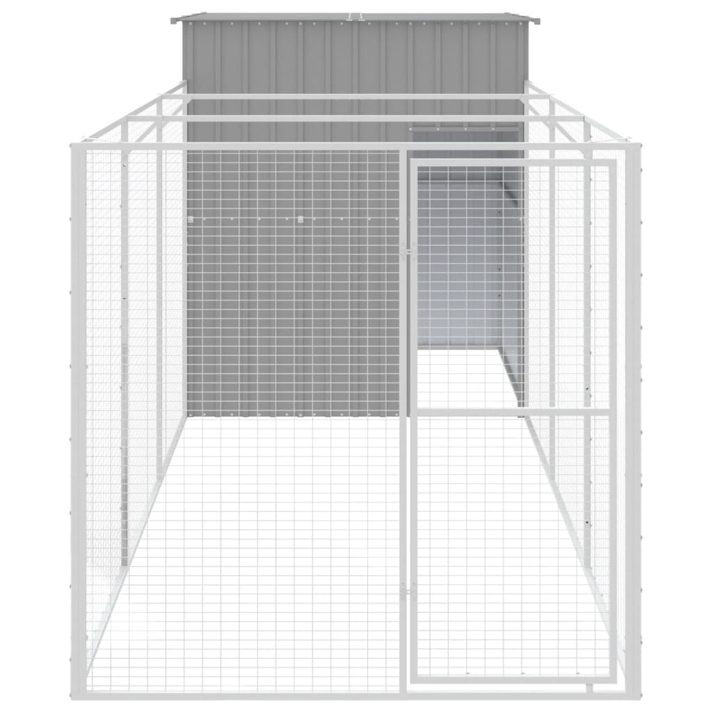 vidaXL Dog House Outdoor Dog Kennel Crate Shelter with Run Galvanized Steel